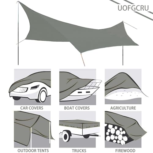Waterproof Poly Tarp 5x15m with Grommets Grey K9734
