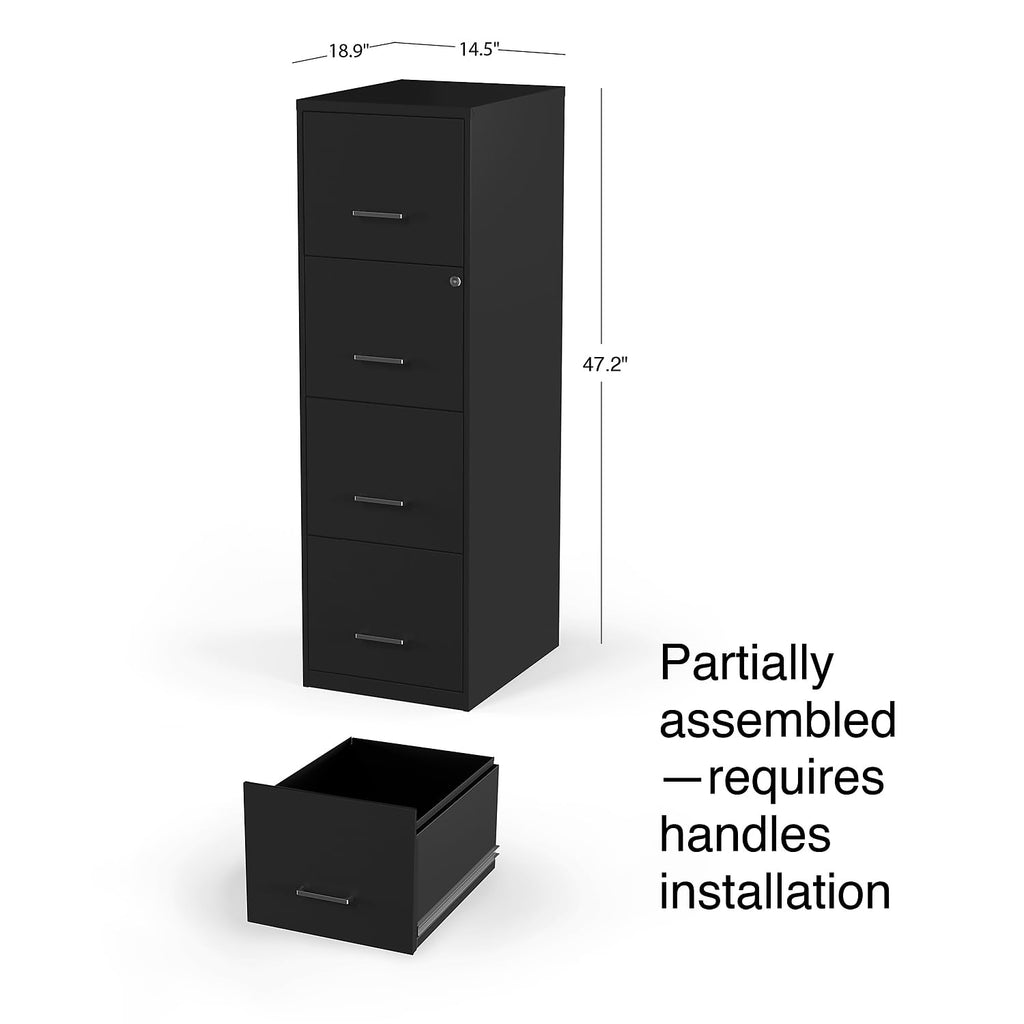 Black 4-Drawer Lockable File Cabinet V64055