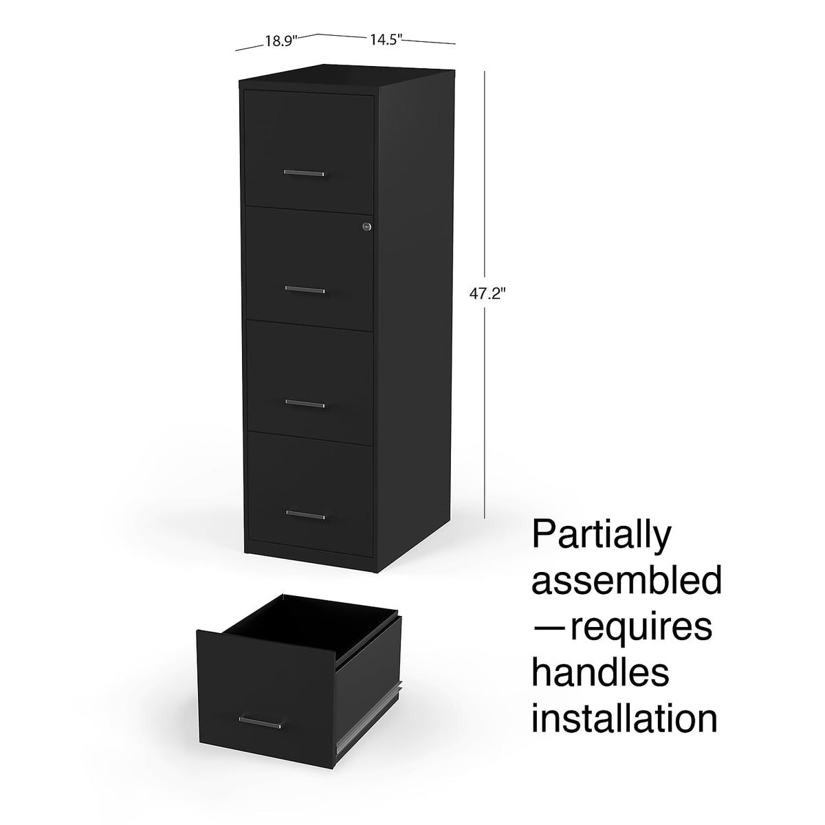Black 4-Drawer Lockable File Cabinet V64055