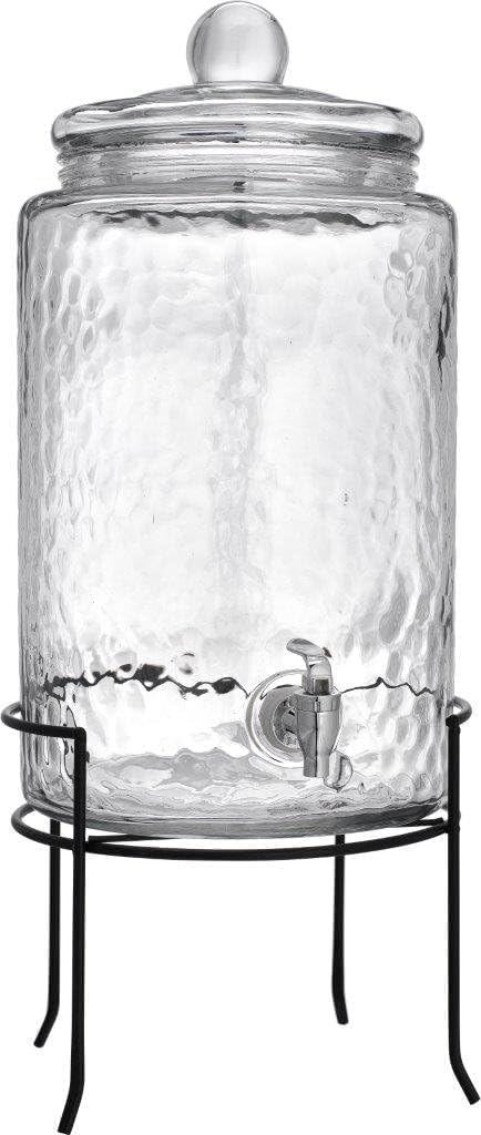 3 Gallon Glass Beverage Dispenser with Metal Stand & Lid L363