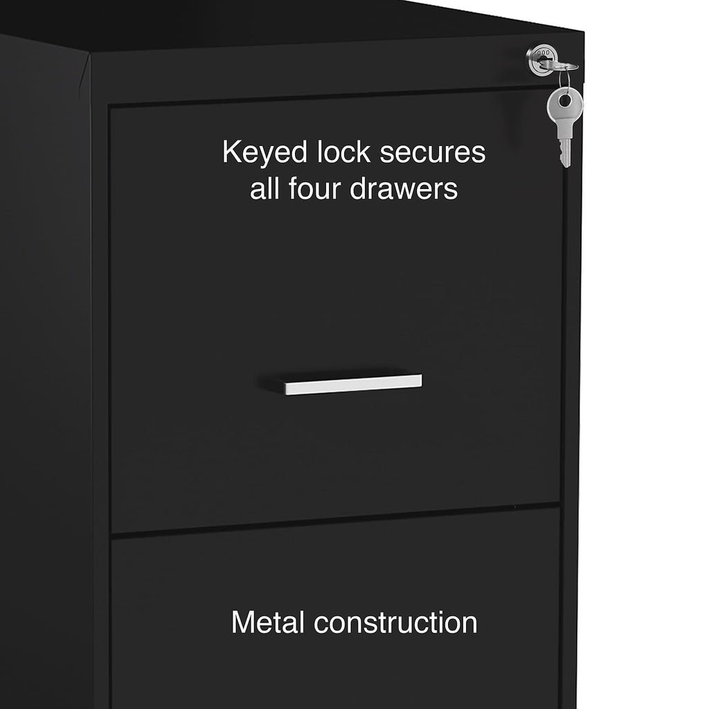 Black 4-Drawer Lockable File Cabinet V64055