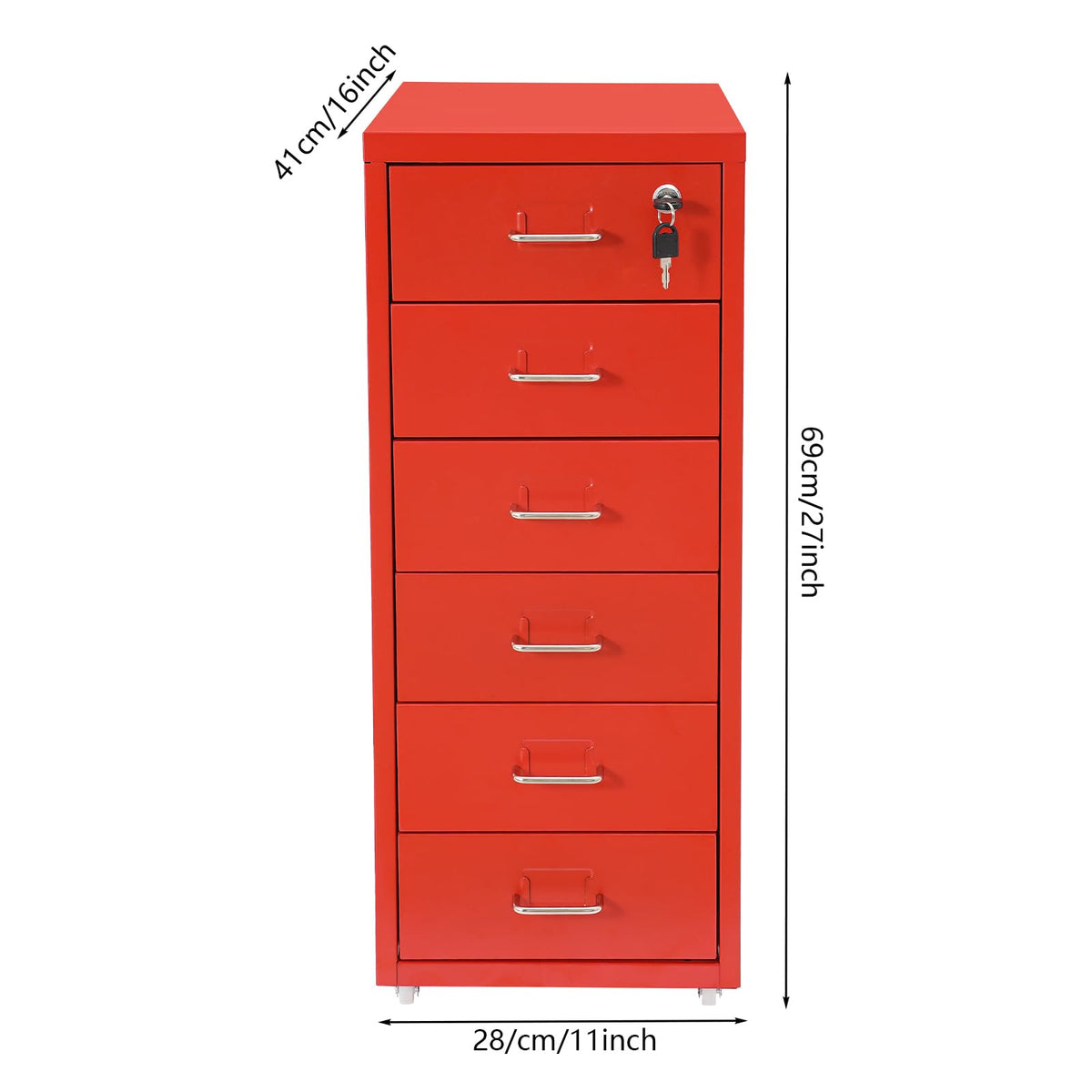 6 Drawer Metal Rolling File Cabinet with Lock M3495