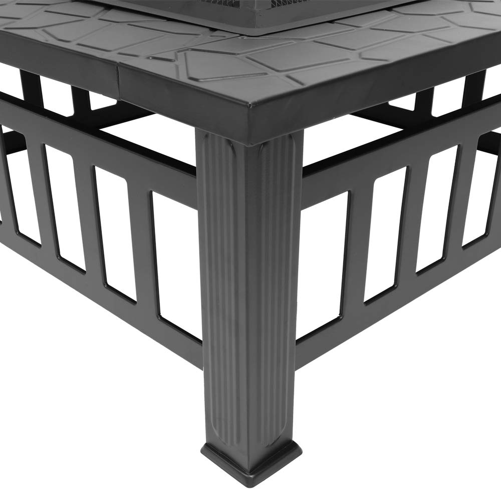 Portable Iron Wood Burning Fire Pit with Mesh Screen Lid A192