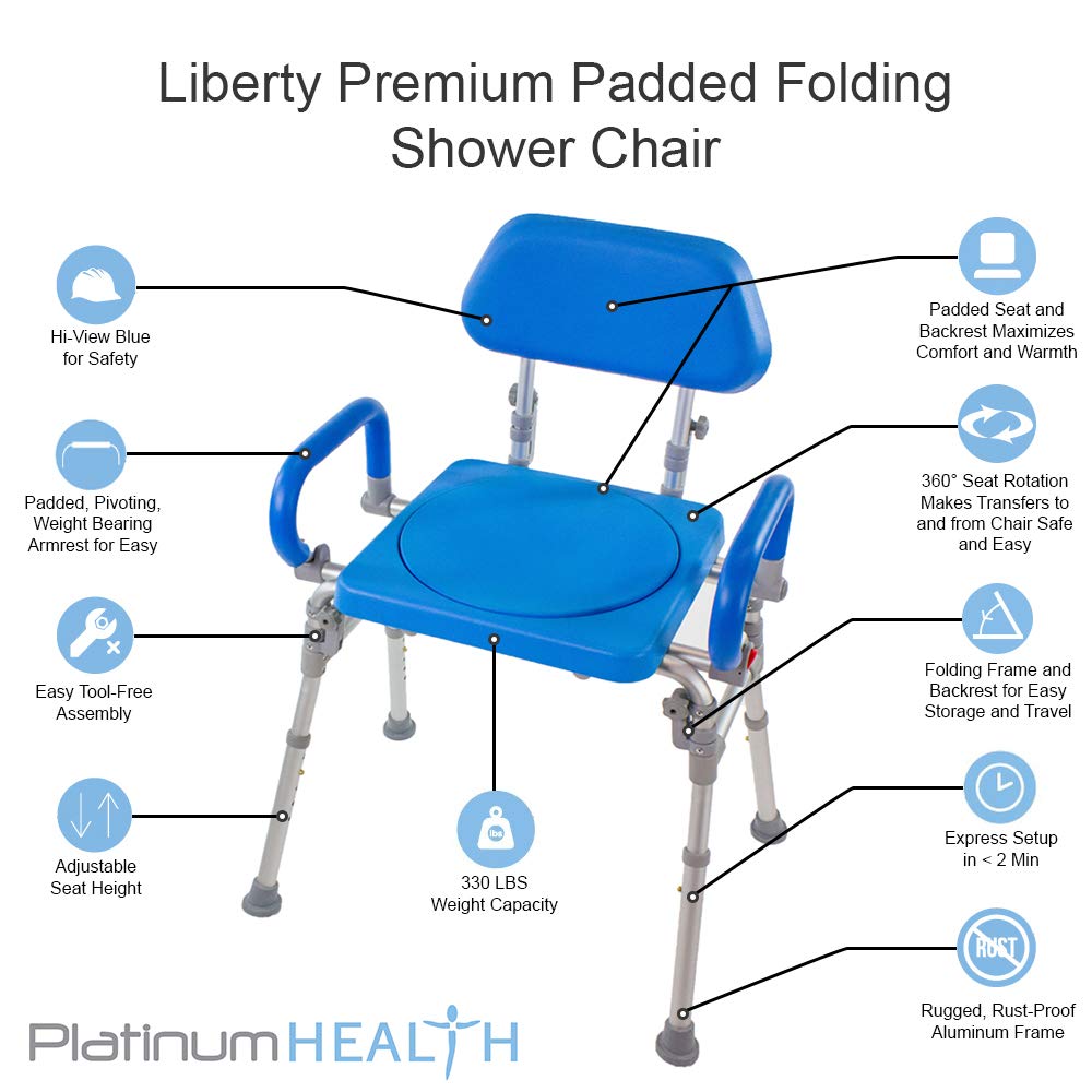 Folding Shower Chair with Padded Seat Armrests Backrest B213018