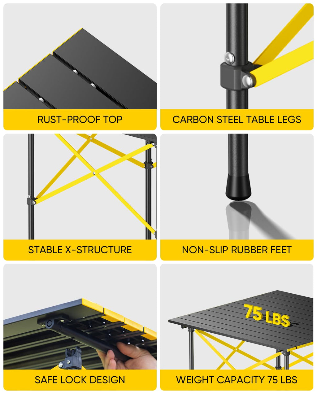 Portable Folding Aluminum Camping Table with Carry Bag E9173