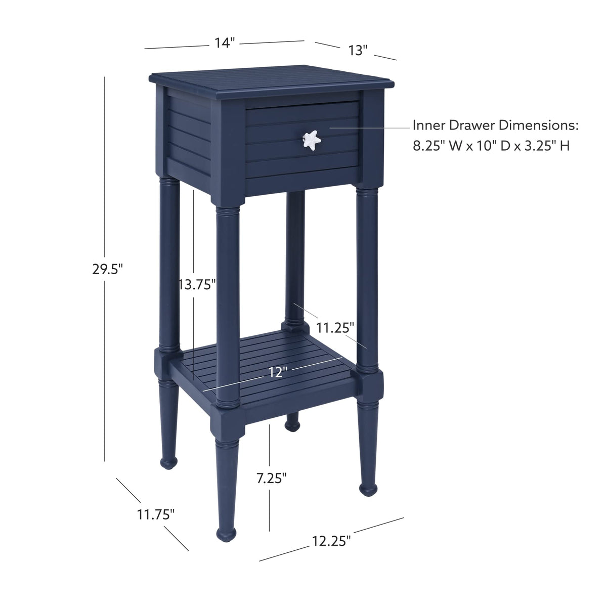 Navy Small Accent Table with Storage L192