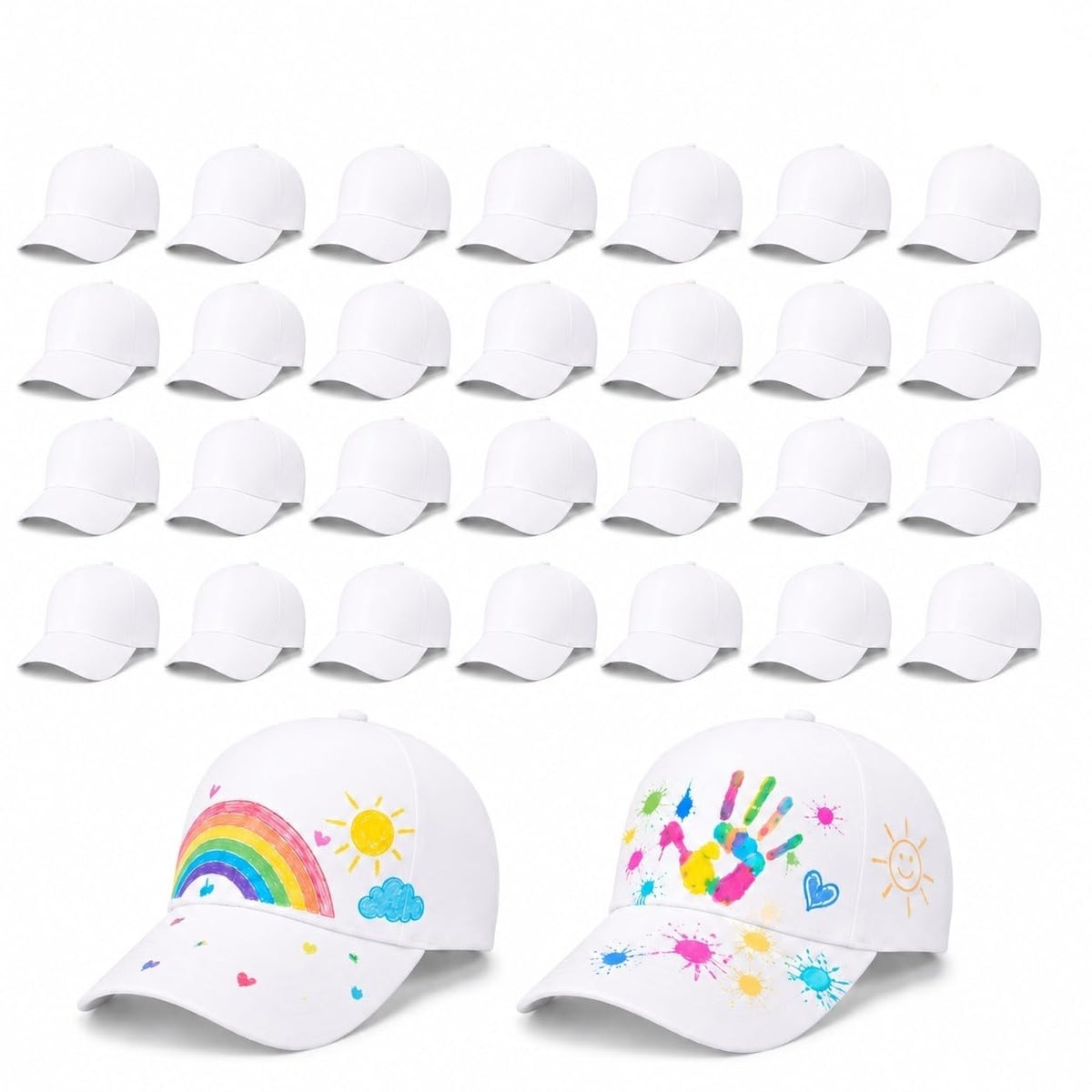 30 Pcs DIY Kids Baseball Caps Hats Q959