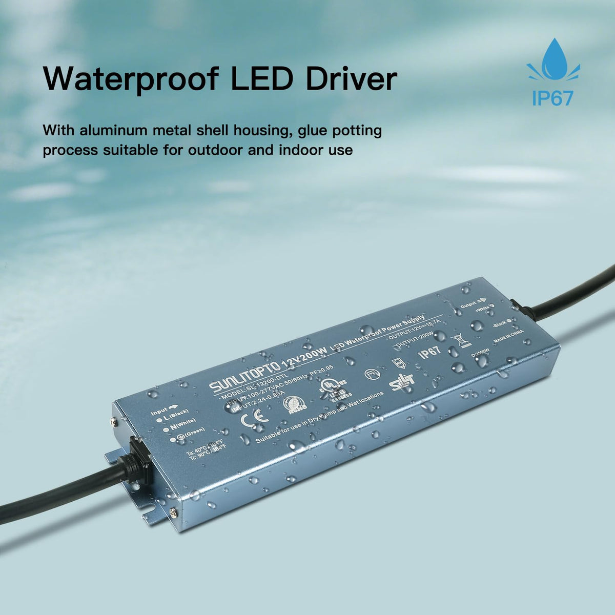 200W IP67 Waterproof LED Driver Power Supply Transformer Z2357