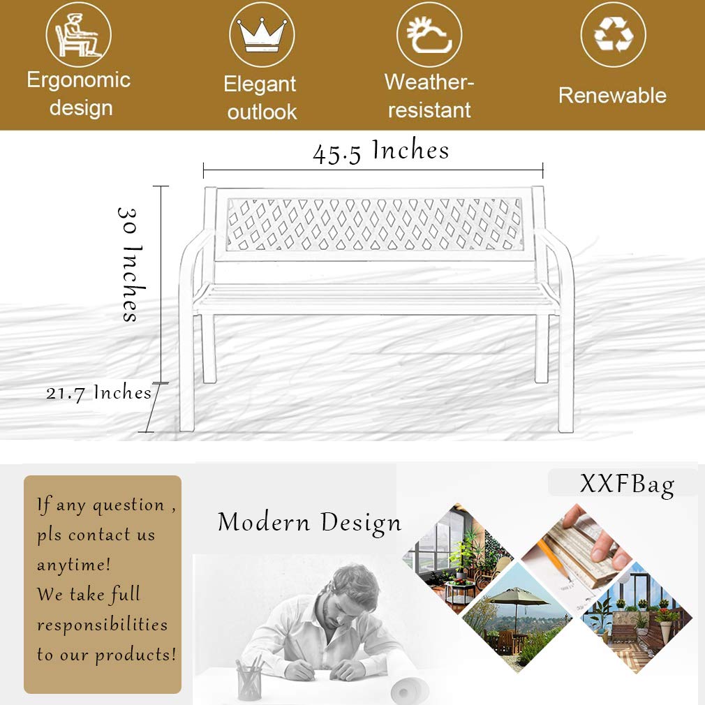 Black Metal Outdoor Bench with Armrests E253029
