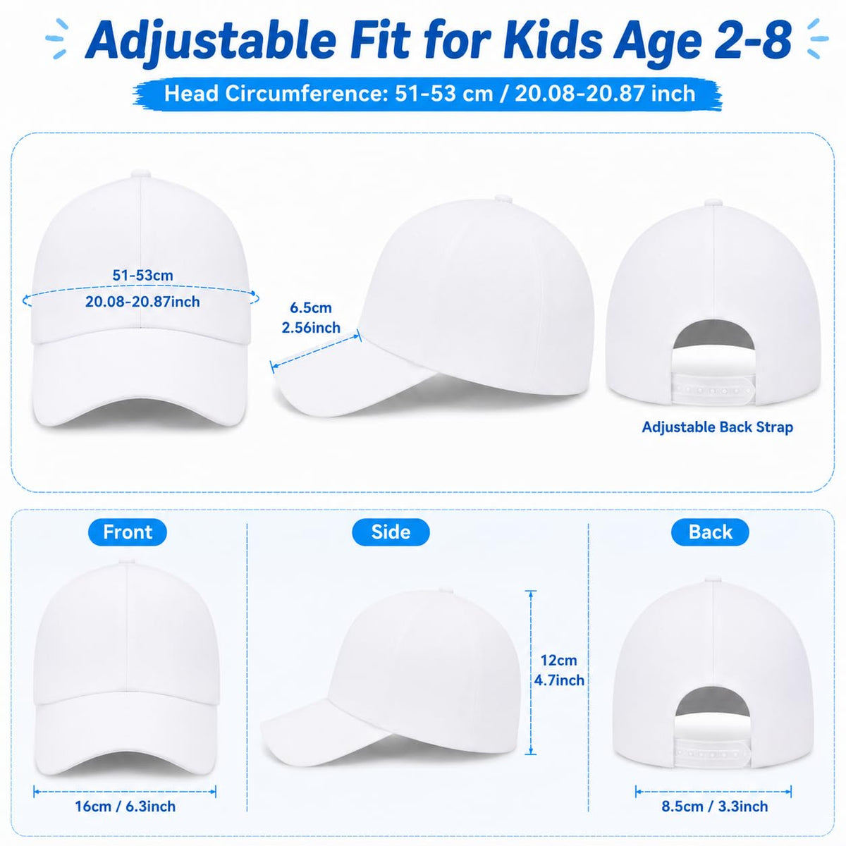 30 Pcs DIY Kids Baseball Caps Hats Q959