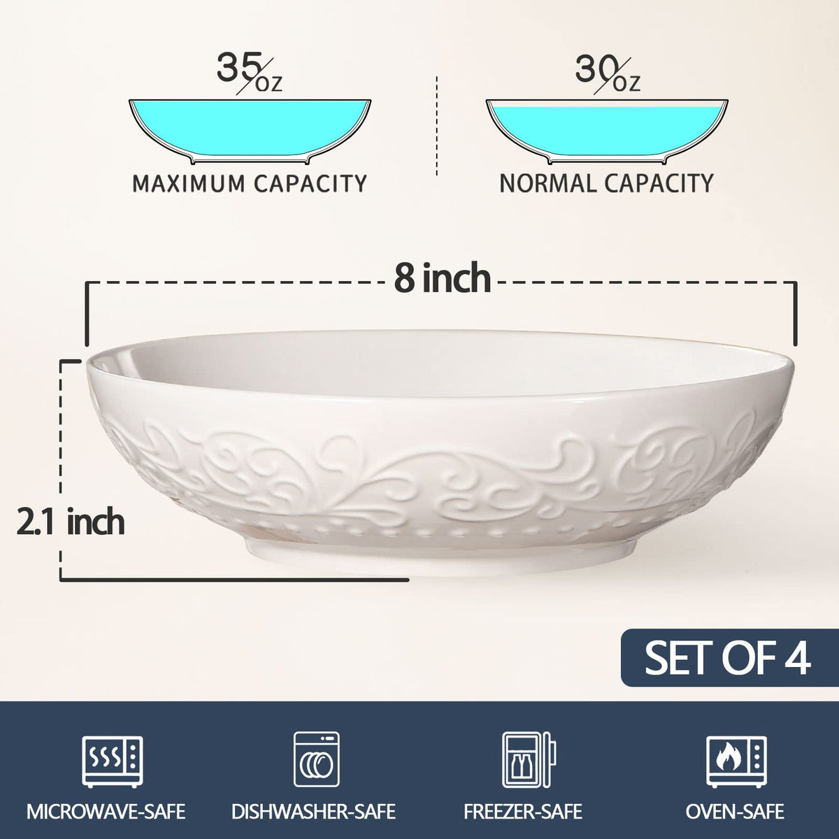 42oz Ceramic Ramen Bowl Set of 4 I569029