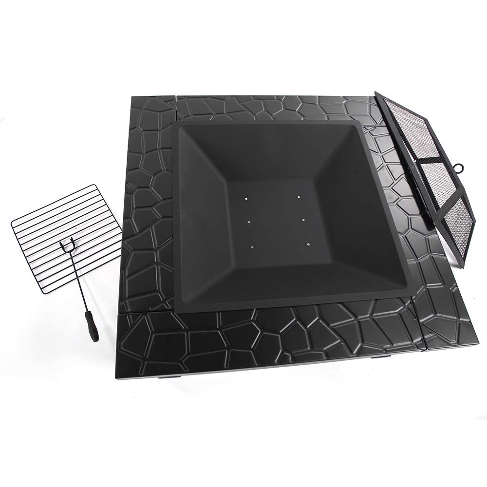 Portable Iron Wood Burning Fire Pit with Mesh Screen Lid A192