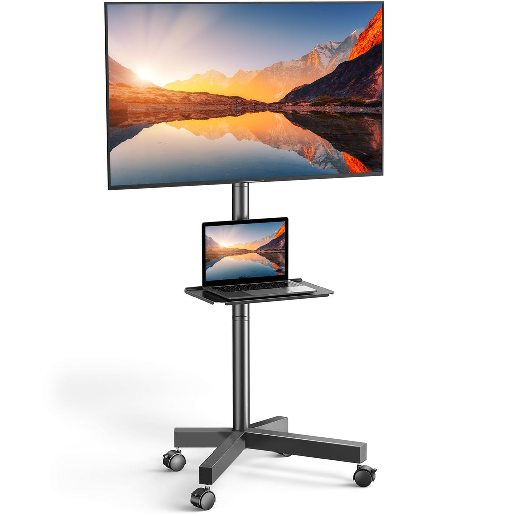 Rolling TV Stand on Wheels for 23-65 Inch TVs, Tilt Mobile TV Cart Holds up to 99 lbs with Adjustable Height Shelf L23689