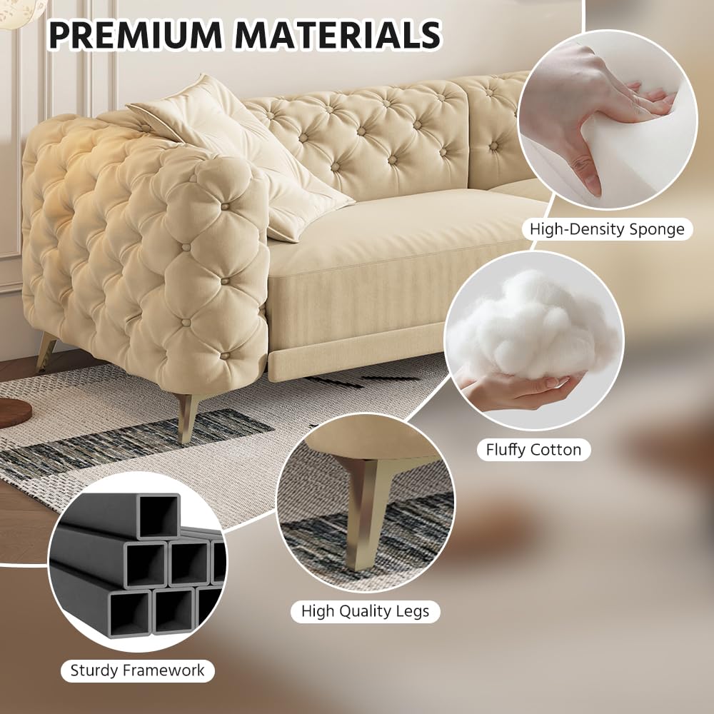 Velvet 3-in-1 Convertible Sleeper Sofa with Movable Ottoman V404