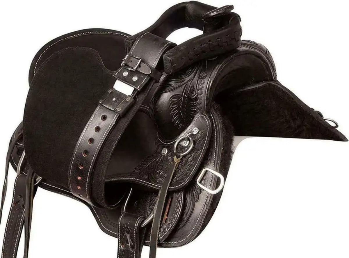 Black Floral Tooled Leather Western Saddles Combo Tack Set D415248