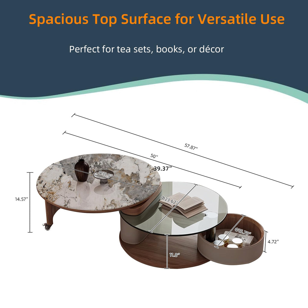 Round Expandable Coffee Table with Hidden Storage R194