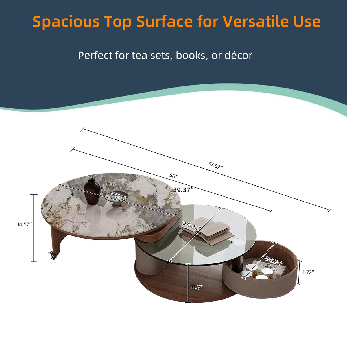 Round Expandable Coffee Table with Hidden Storage R194