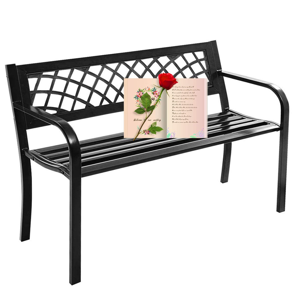 Black Metal Outdoor Bench with Armrests E253029