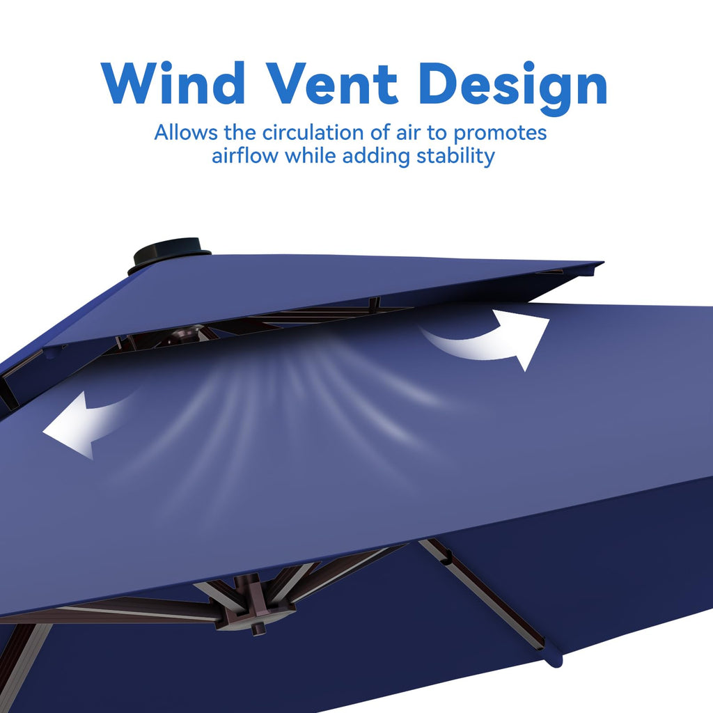 10x13FT Navy Blue Double Top Cantilever Patio Umbrella L214