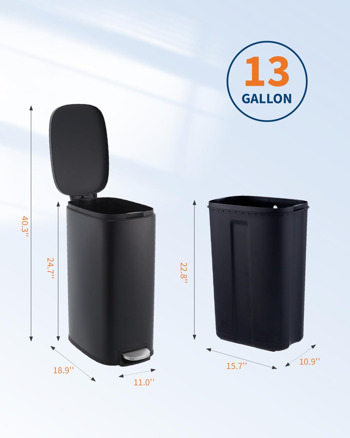 13.2 gal Slim Step Trash Can Z665413