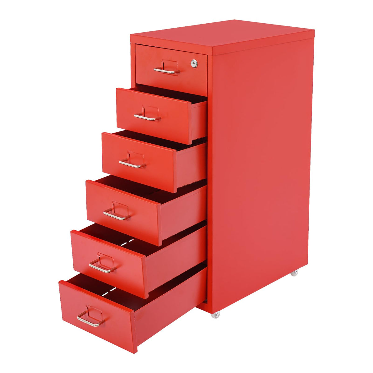 6 Drawer Metal Rolling File Cabinet with Lock M3495