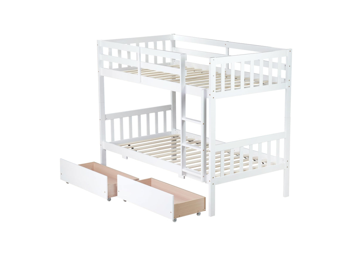 Twin Over Twin Bunk Bed with Storage D38288