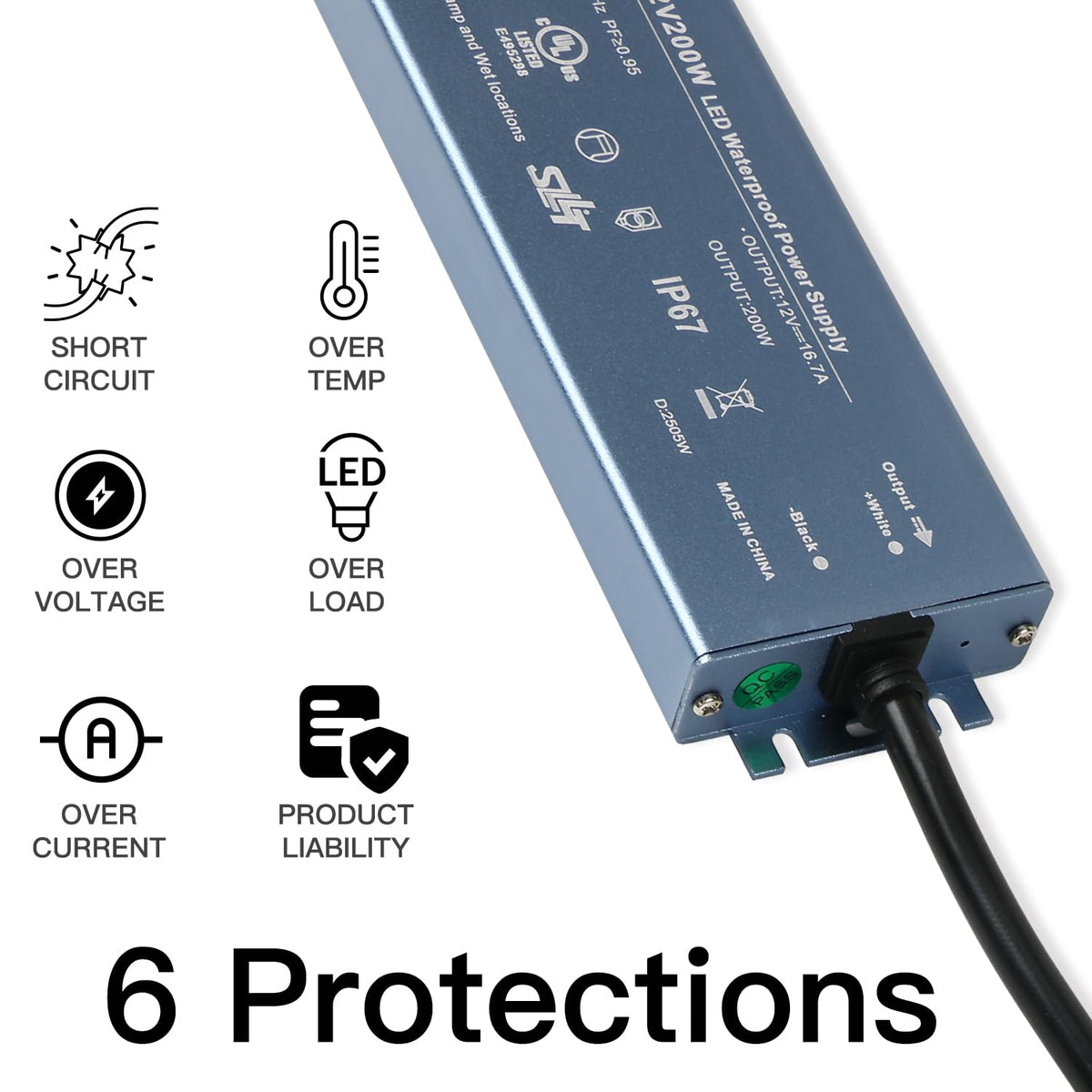 200W IP67 Waterproof LED Driver Power Supply Transformer Z2357