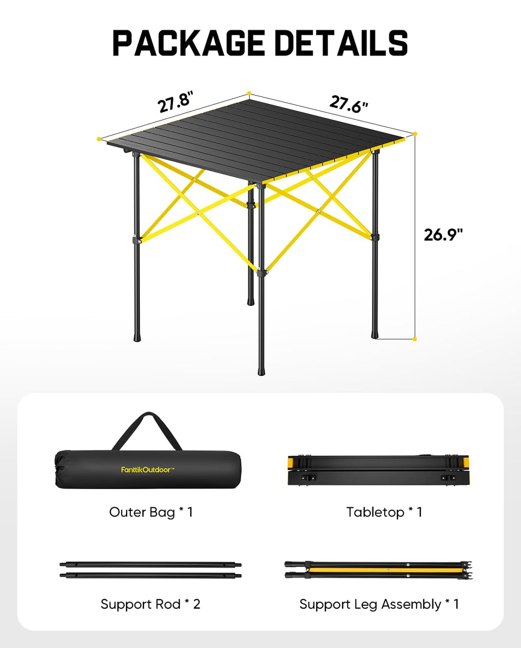 Portable Folding Aluminum Camping Table with Carry Bag E9173