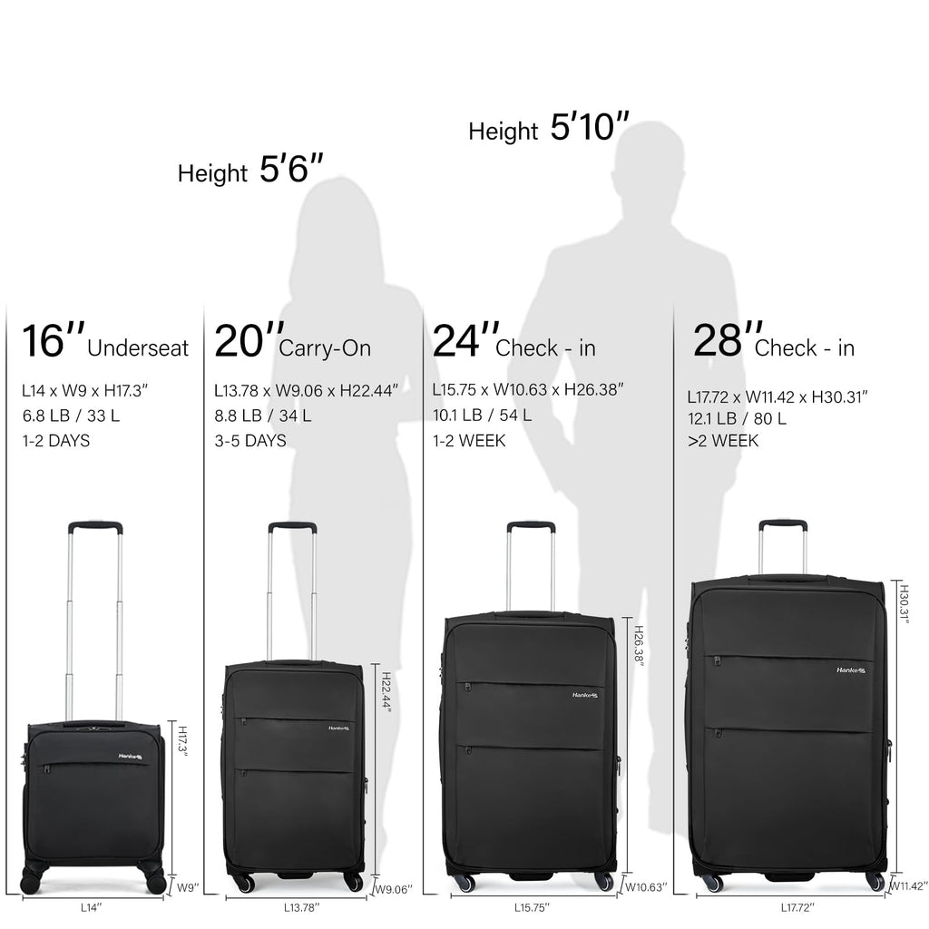 16 Inch Underseat Carry On Luggage with Wheels Dark Gray Z5600