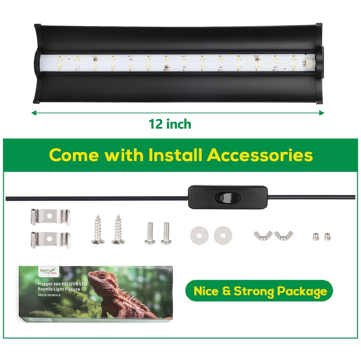 10W UVB Reptile Light Fixture 12 Inch L616