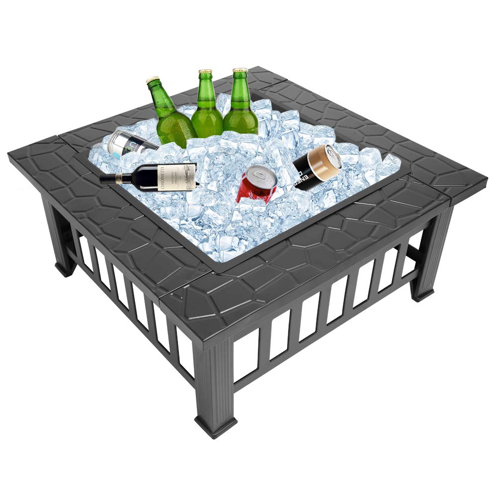 Portable Iron Wood Burning Fire Pit with Mesh Screen Lid A192