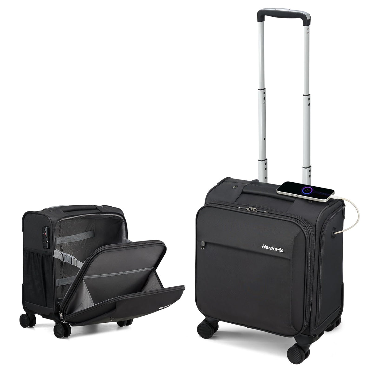 16 Inch Underseat Carry On Luggage with Wheels Dark Gray Z5600