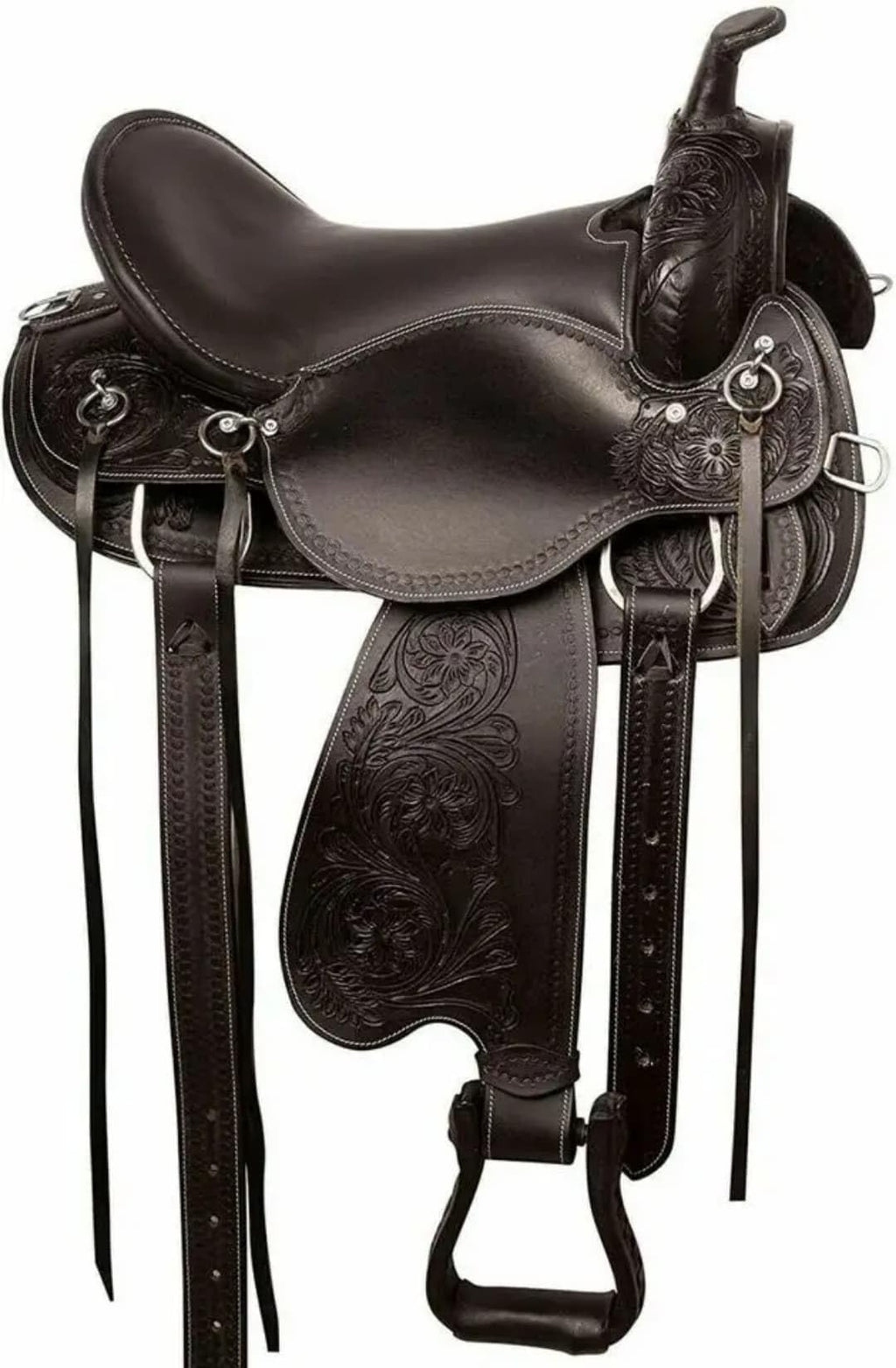 Black Floral Tooled Leather Western Saddles Combo Tack Set D415248