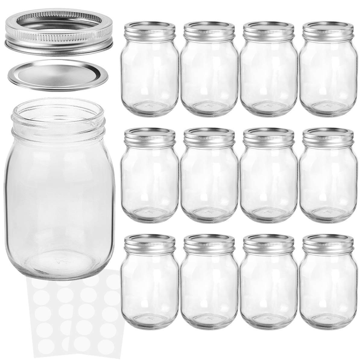 16oz Regular Mouth Mason Jars 12 Pack U30424