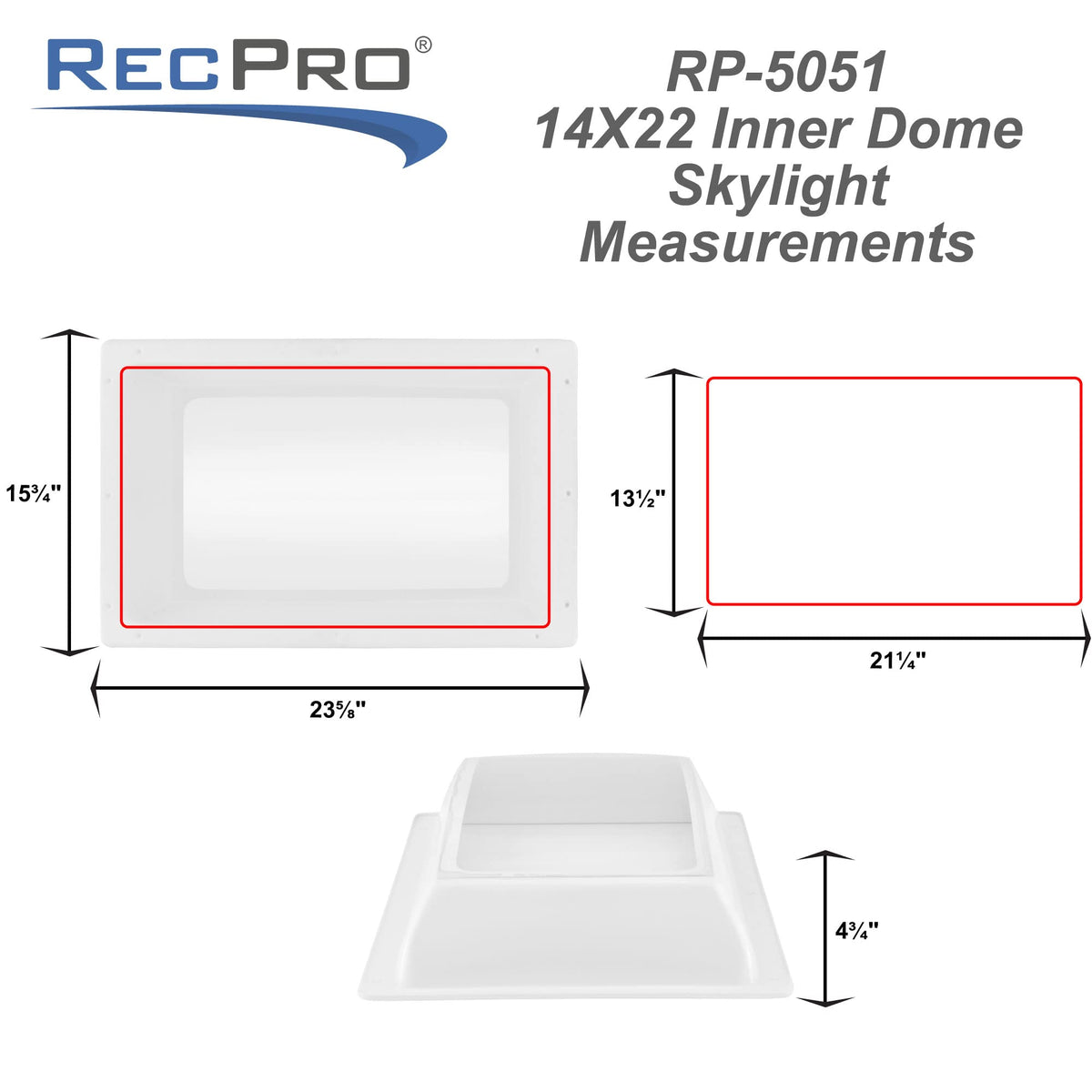 Clear 14" x 22" Inner Skylight Dome D640