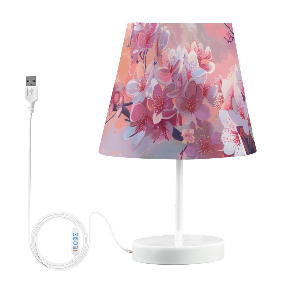 Cherry Blossoms Painting 3-Way Dimmable LED Table Lamp W22981