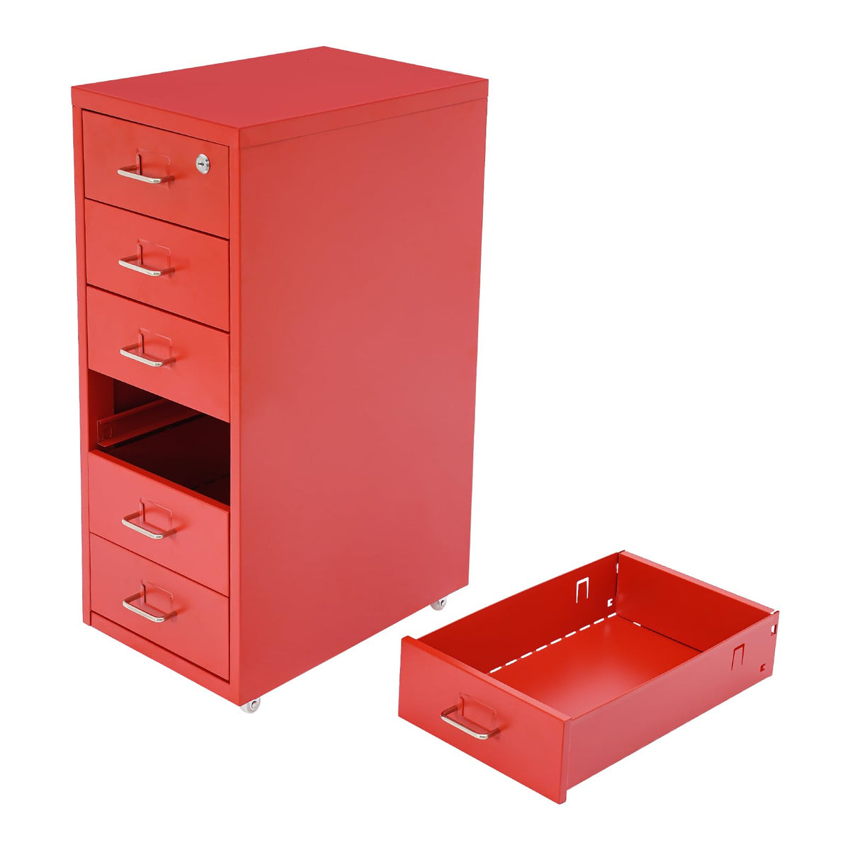 6 Drawer Metal Rolling File Cabinet with Lock M3495