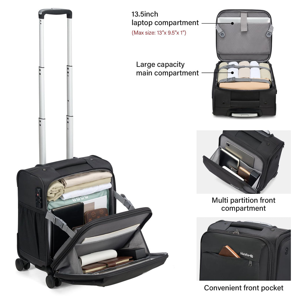 16 Inch Underseat Carry On Luggage with Wheels Dark Gray Z5600
