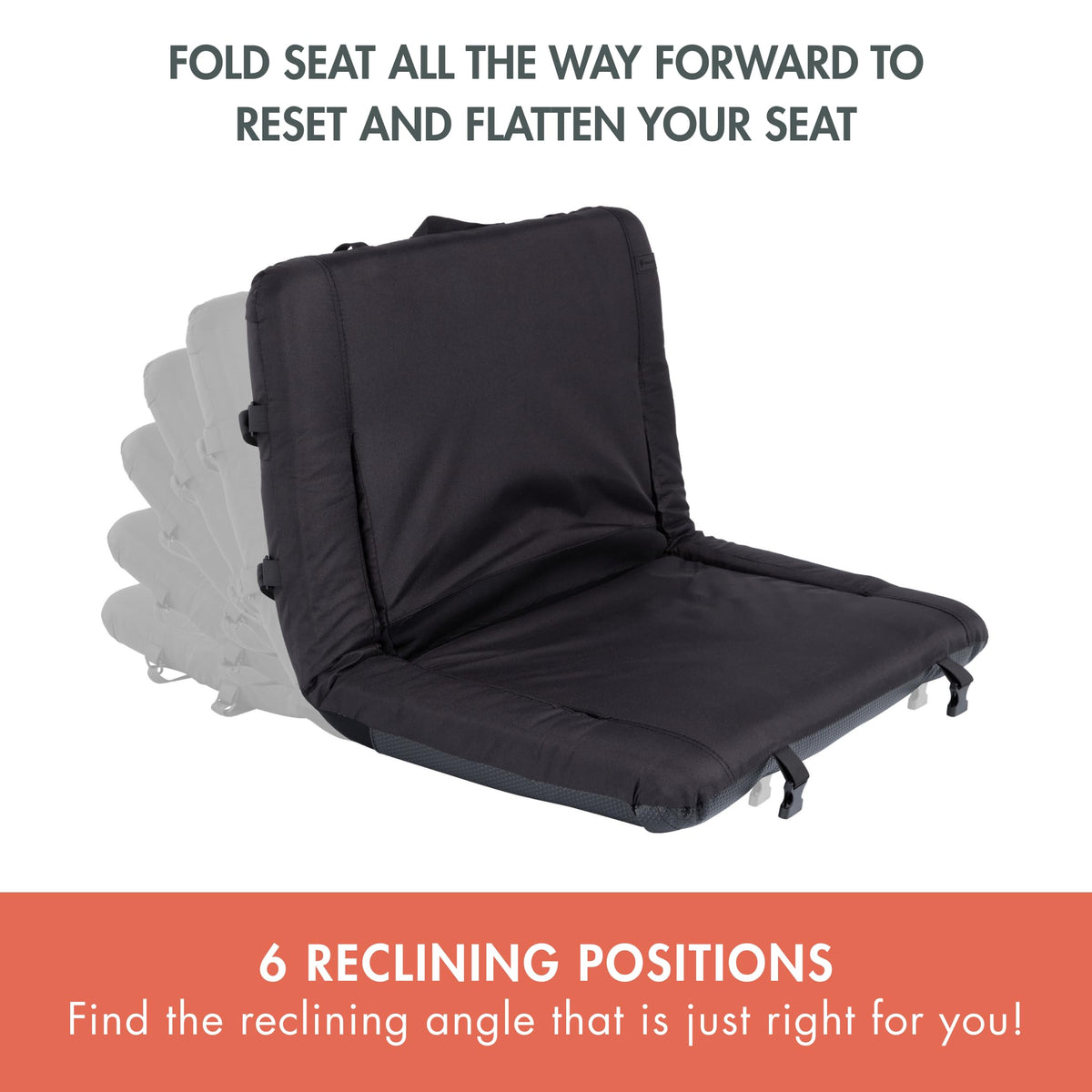 Portable Reclining Stadium Seat with Back Support, Black O32580
