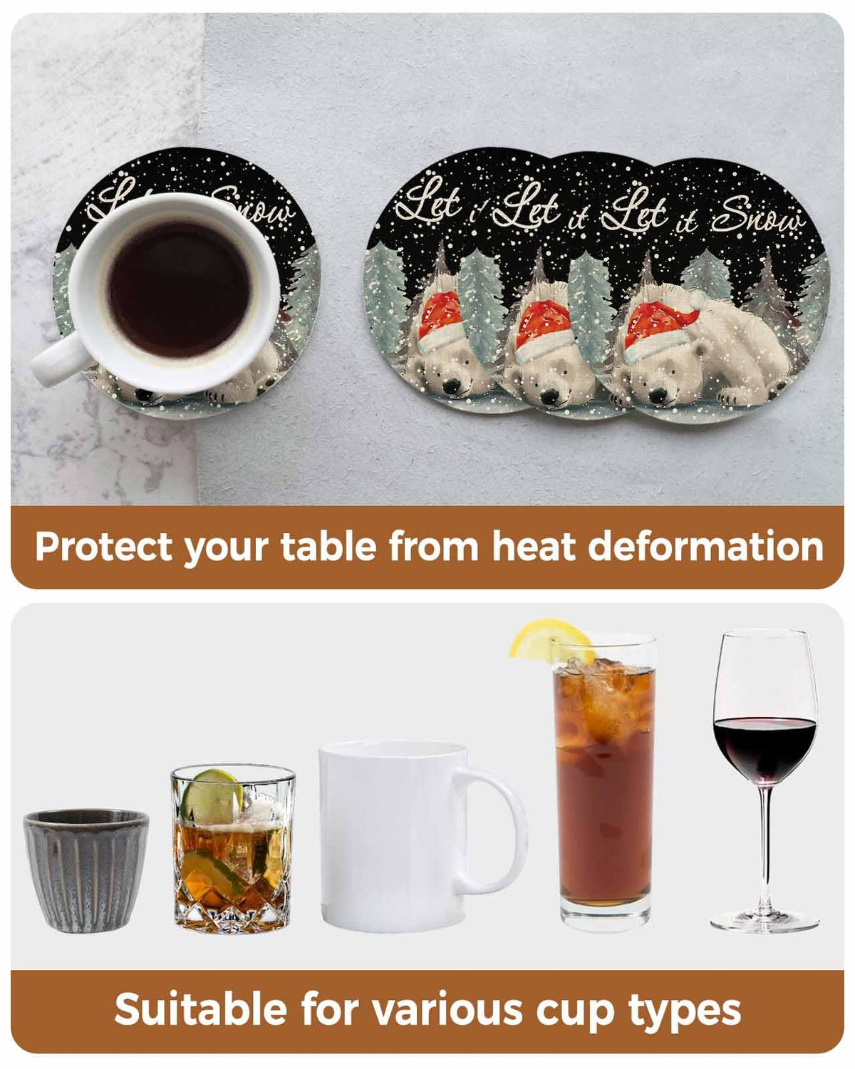 Set of 4 Absorbent Ceramic Stone Coasters with Holder I870821