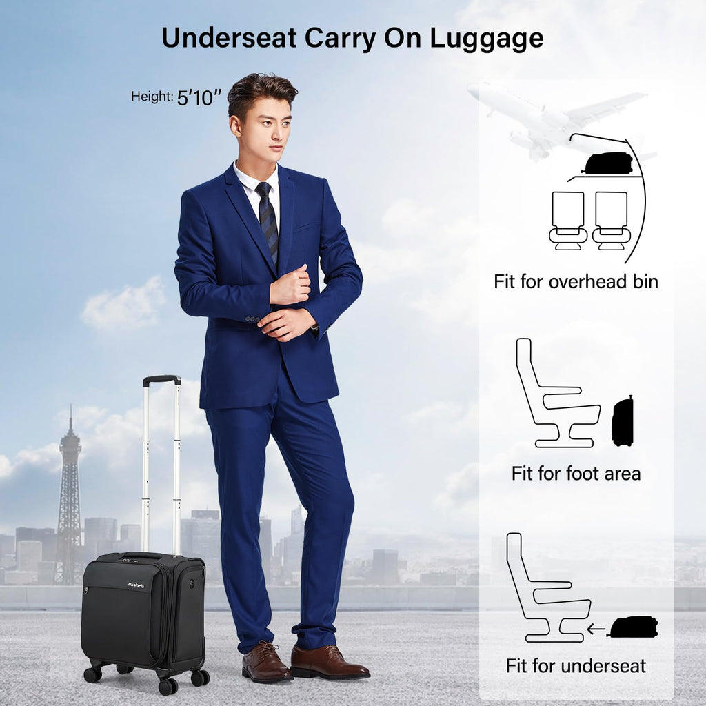 16 Inch Underseat Carry On Luggage with Wheels Dark Gray Z5600