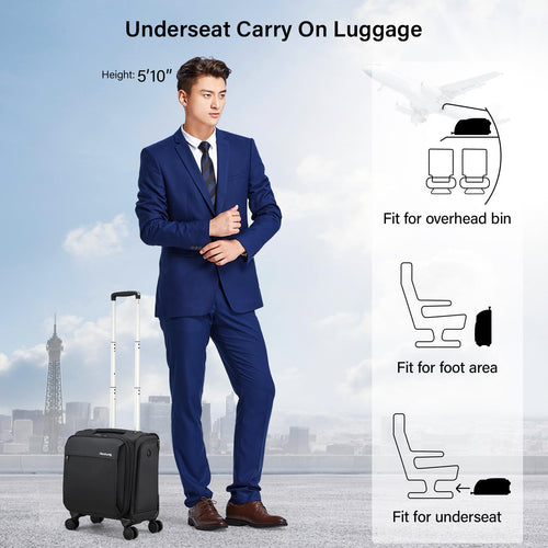 16 Inch Underseat Carry On Luggage with Wheels Dark Gray Z5600