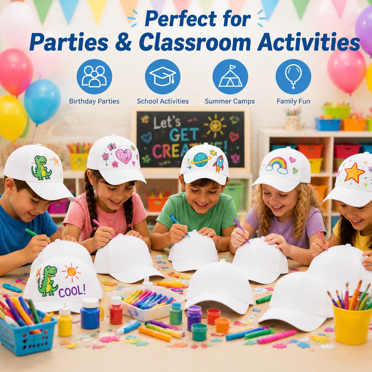 30 Pcs DIY Kids Baseball Caps Hats Q959