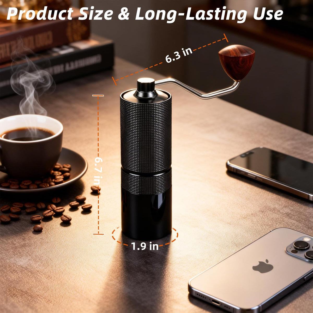 Manual Stainless Steel Conical Burr Coffee Grinder 20g Capacity S8709