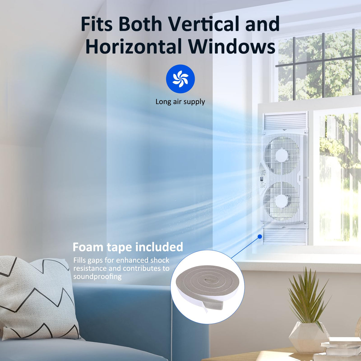 Twin Window Fan with 9-Inch Blades, 3 Speeds, Thermostat Control Z805716