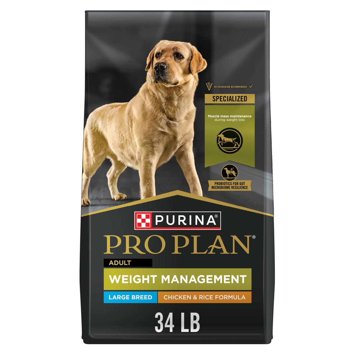 Weight Management Large Breed Dog Food Chicken 34 lb Bag J668