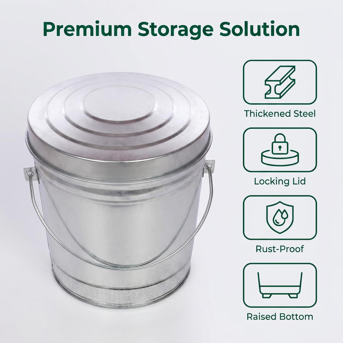 Galvanized Steel Storage Can with Locking Lid N55254