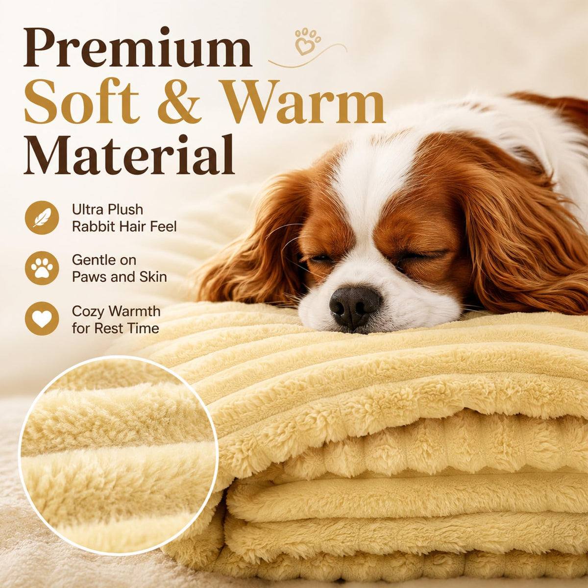 Yellow Rabbit Hair Plush Pet Blanket I828