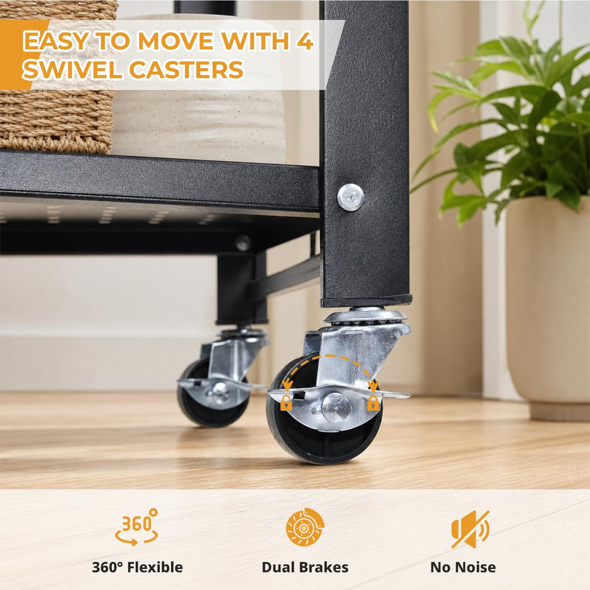 5 Tier Foldable Metal Storage Shelf with Wheels M4656