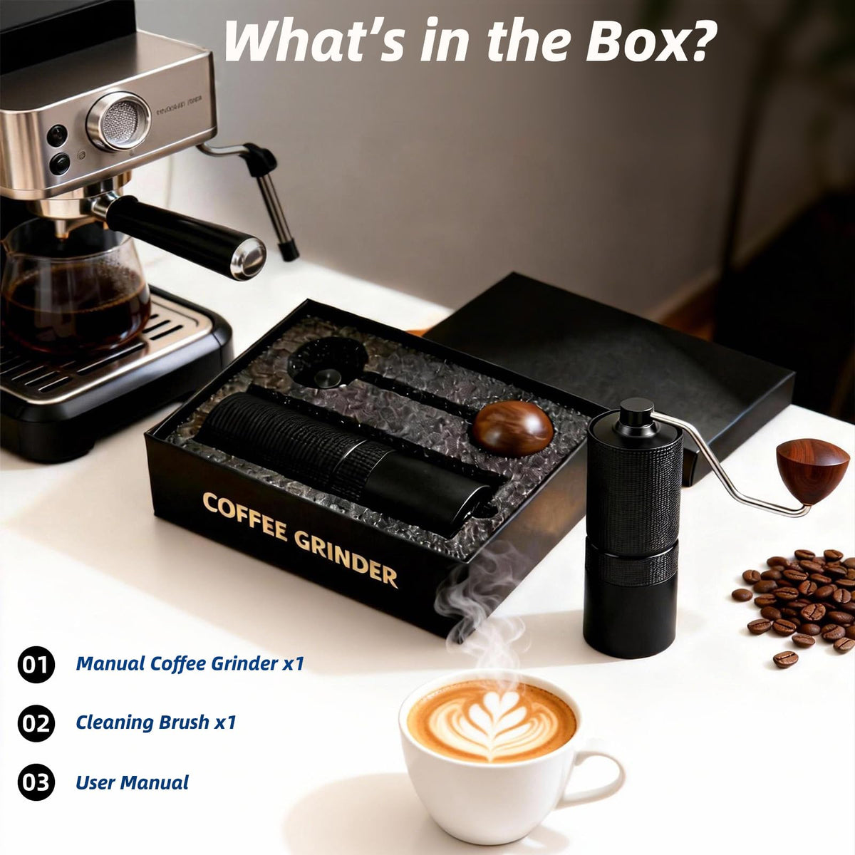 Manual Stainless Steel Conical Burr Coffee Grinder 20g Capacity S8709